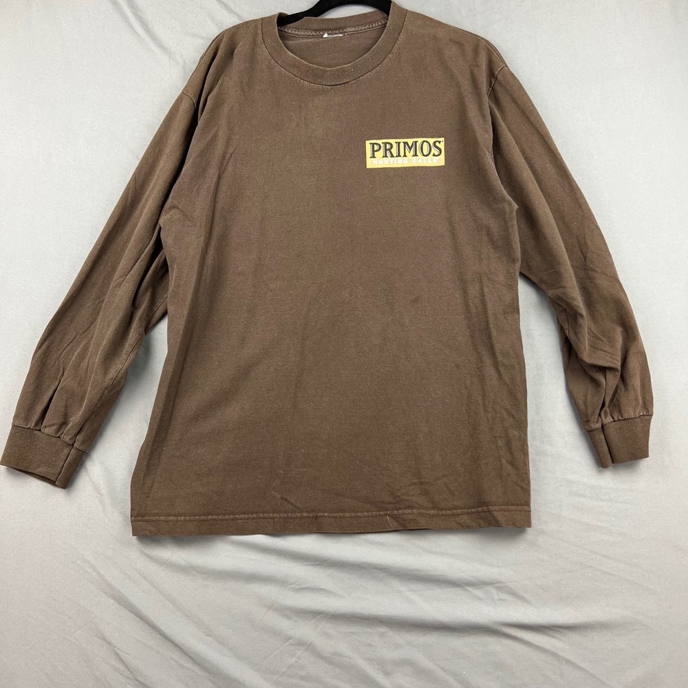 Primos Hunting Calls Shirt Mens Large Brown Turkey Graphic Long Sleeve Tee Good